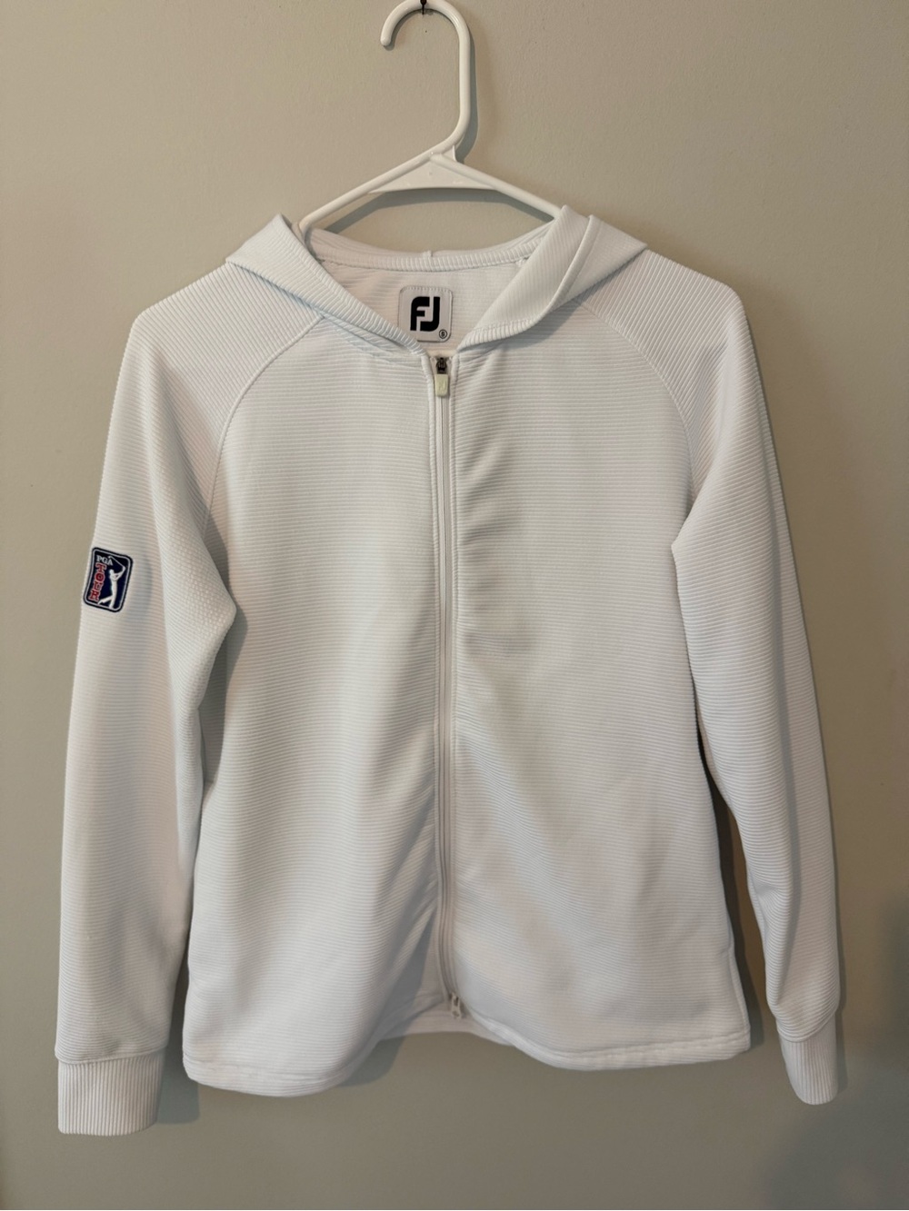 FootJoy PGA Tour Women's White Full-Zip Hooded Golf Jacket